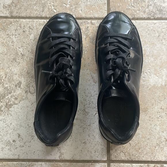 Rag & Bone Rb1 Low Top Liquid Shine Leather Black Sneakers - Picture 2 of 13